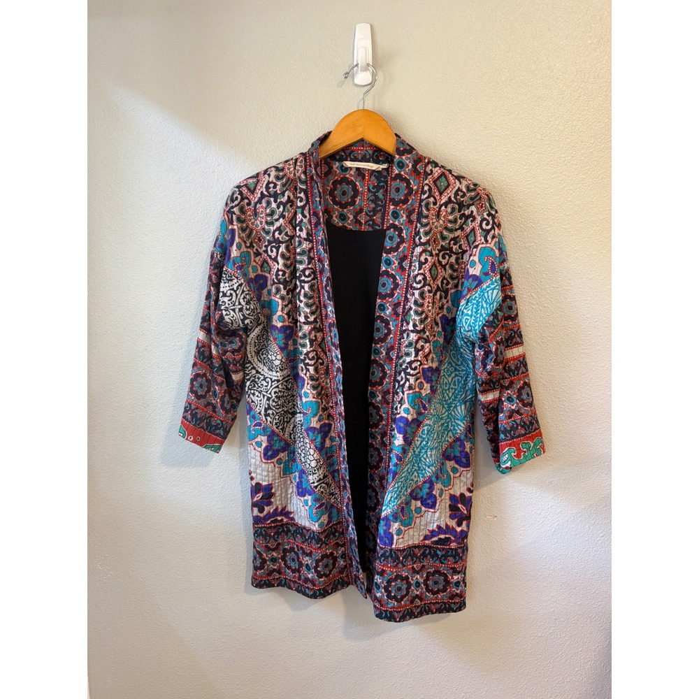 Soft Surroundings Kimono Jacket Womens Med Multi Color Quilted Patchwork‎